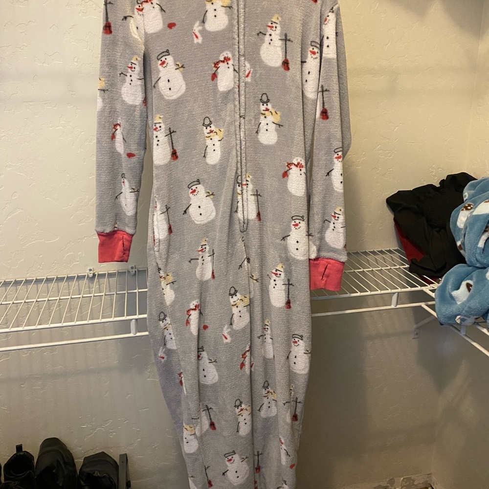 Grey Womens Onesie Snowmen Small